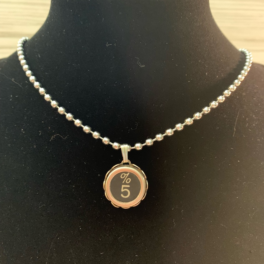 Vintage Typewriter Key “%5” Necklace Hand Crafted